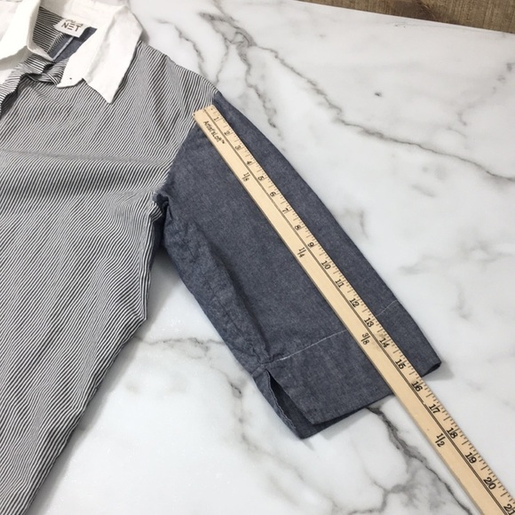 Planet Blue White Stripe Button‎ Front Shirt Womens 1 4-8 Long Sleeve Colorblock - Picture 13 of 16